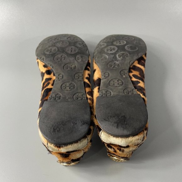 Tory Burch Brown Abbey Ballerina w/Tassel Leather Leopard Slip-on Flats, 8.5 - Picture 9 of 12